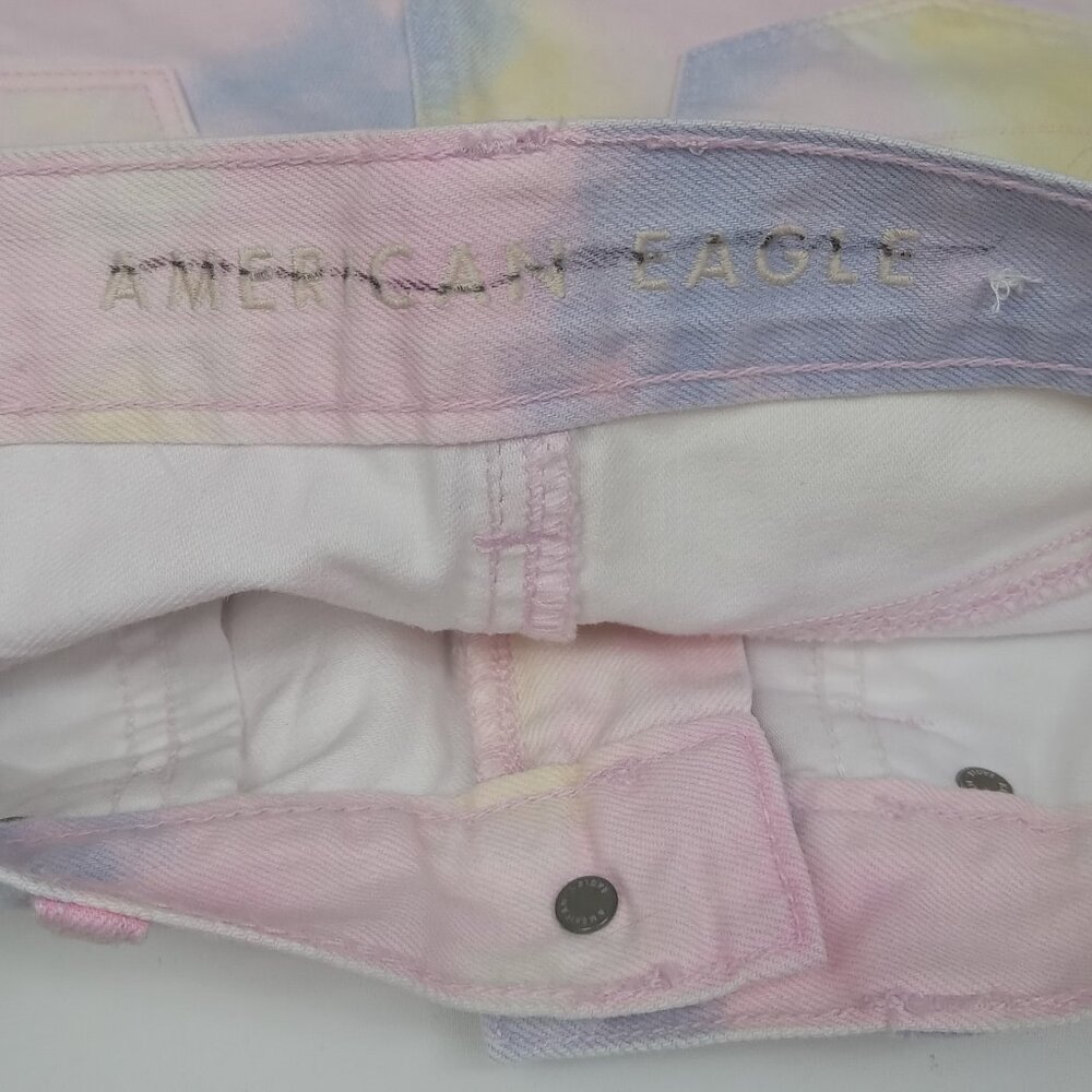 American Eagle Mom Short Pastel Tie Dye Color Denim Size 0 - Picture 6 of 8
